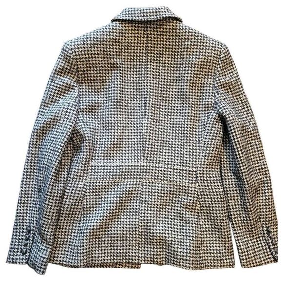 Lauren Ralph Lauren Jacket Women's 6 Houndstooth Black Ivory Zip Wool Silk - Picture 2 of 6